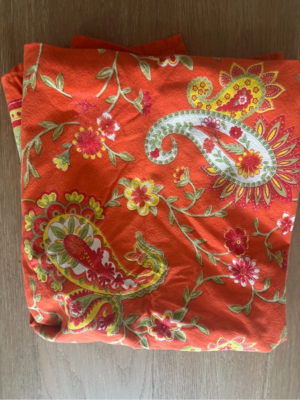 Vibrant Orange & Green Paisley Tablecloth